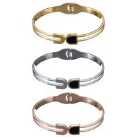 Stainless Steel Bangle, with Resin, plated, with roman number & for woman 5mm, Inner Approx 58mm 