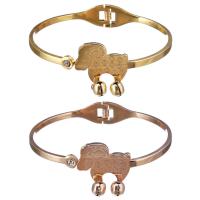 Stainless Steel Bangle, Sheep, plated, with bell & for woman & with rhinestone 6mm, 3mm, Inner Approx 57mm 