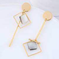 Brass Drop Earring, with White Shell, real gold plated, for woman, nickel, lead & cadmium free - 