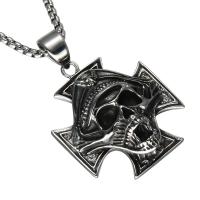 Titanium Steel Necklace, Skull, box chain & for man & blacken Approx 22 Inch 