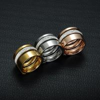 Titanium Steel Finger Ring, with Rhinestone Clay Pave, plated & for man 15mm 