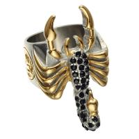 Titanium Steel Finger Ring, Scorpion, plated & for man & with rhinestone, 36mm 