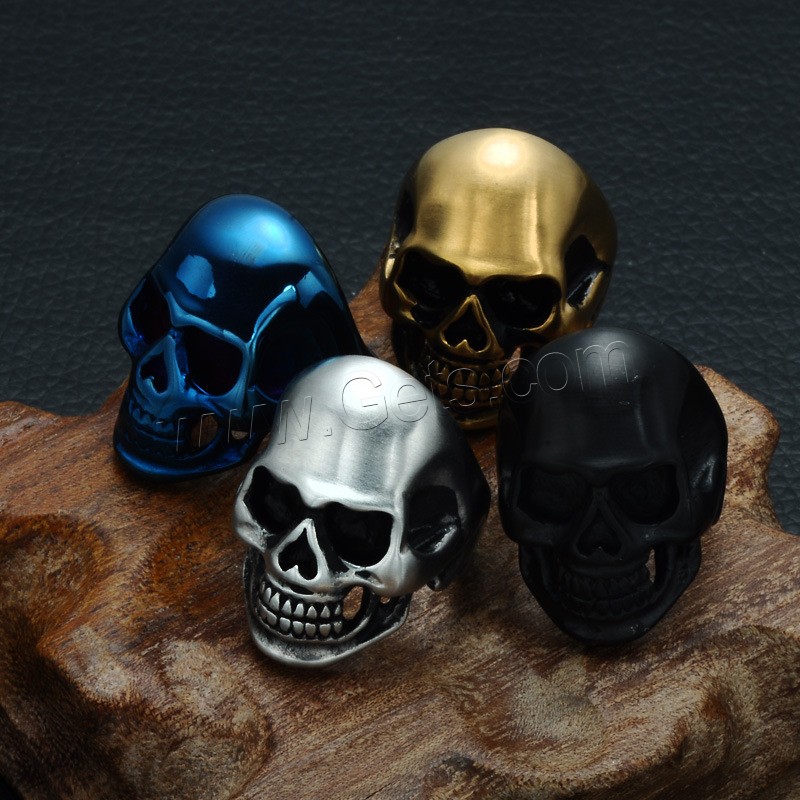 Titanium Steel Finger Ring, Skull, plated, punk style & different size for choice & for man & blacken, more colors for choice, 31mm, Sold By PC