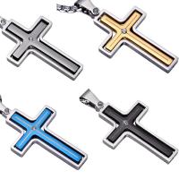 Titanium Steel Necklace, Cross, plated, rotatable & Unisex & box chain & with rhinestone Approx 22 Inch 