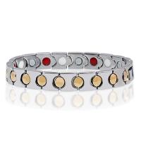 Titanium Steel Bracelet, with Magnetic Hematite, plated, radiation protection & for man, 10mm Approx 8 Inch 