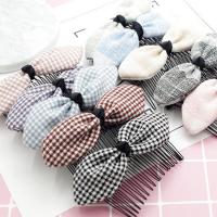 Decorative Hair Combs, Cotton, with Iron mixed colors, 75mm,95mm 