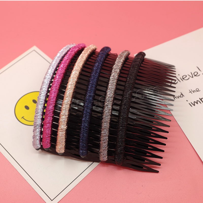 Decorative Hair Combs, Plastic, with Golden Threads, different size for choice, Random Color, Sold By PC