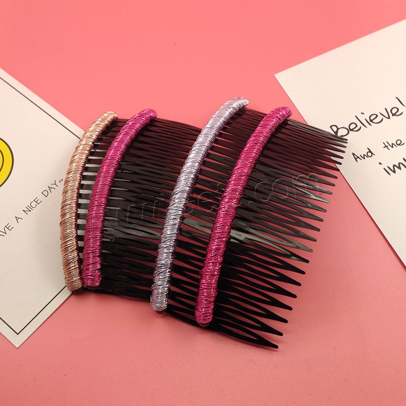 Decorative Hair Combs, Plastic, with Golden Threads, different size for choice, Random Color, Sold By PC