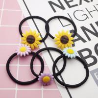 Cotton Hair Jewelry Elastic, with Rubber Band & Resin, Flower, for children Inner Approx 50mm 
