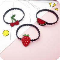 Cotton Hair Jewelry Elastic, with Rubber Band & Acrylic, Fruit, for children red, Inner Approx 50mm 