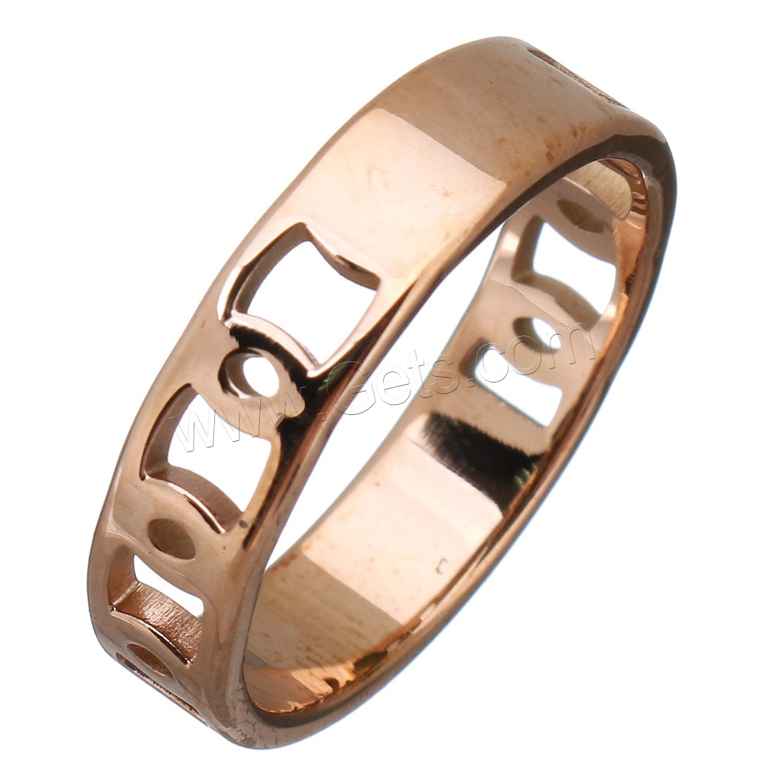 acero inoxidable anillo, con Nácar Blanca & Cristal, chapado en color rosa dorada, diverso tamaño para la opción & para mujer & facetas, 5mm, Vendido por UD