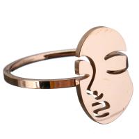 Stainless Steel Finger Ring, Face, rose gold color plated & for woman, 15mm 