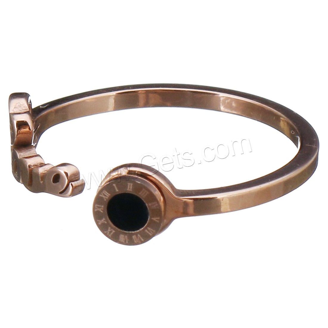 acero inoxidable Anillo de dedo Cuff, con resina, palabra amor, chapado en color rosa dorada, con número romano & diverso tamaño para la opción & para mujer, 7mm, Vendido por UD