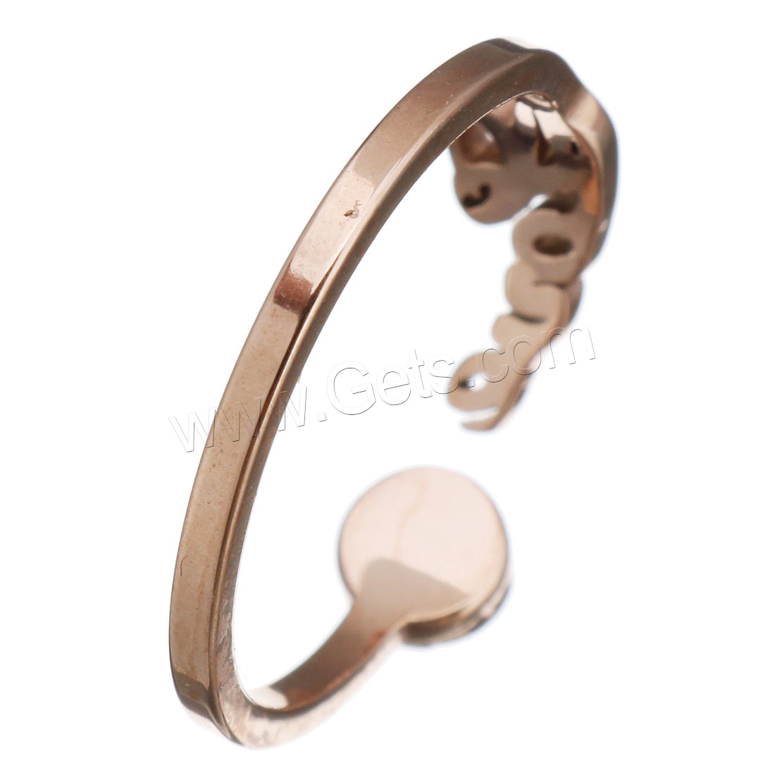 acero inoxidable Anillo de dedo Cuff, con resina, palabra amor, chapado en color rosa dorada, con número romano & diverso tamaño para la opción & para mujer, 7mm, Vendido por UD