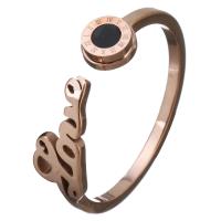 Stainless Steel Cuff Finger Ring, with Resin, word love, rose gold color plated, with roman number & for woman, 7mm 