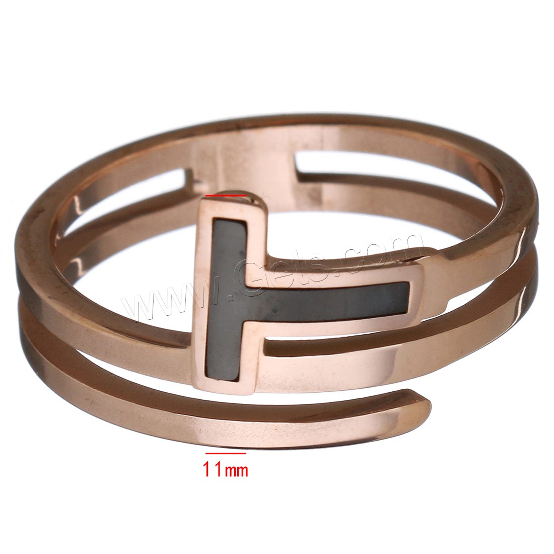 acero inoxidable anillo, con resina, chapado en color rosa dorada, diverso tamaño para la opción & para mujer, 11mm, Vendido por UD