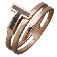 Stainless Steel Finger Ring, with Resin, rose gold color plated & for woman, 11mm 