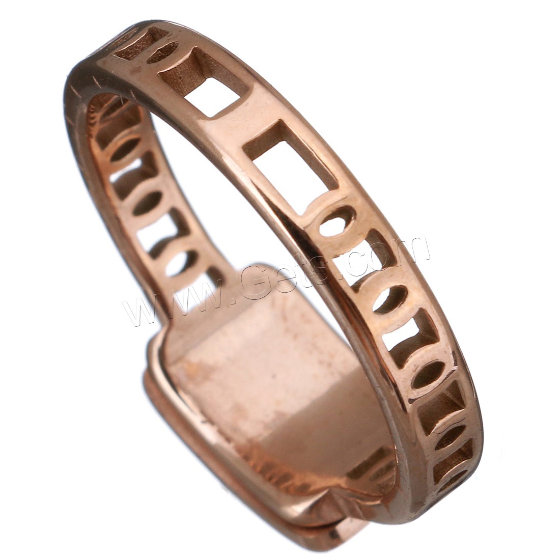 acero inoxidable anillo, con resina, chapado en color rosa dorada, diverso tamaño para la opción & con el patrón de la letra & para mujer & hueco, 7mm, Vendido por UD