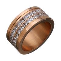 acero inoxidable anillo, con Cristal, chapado en color rosa dorada, diverso tamaño para la opción & para mujer & facetas, 10mm, Vendido por UD
