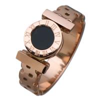 Stainless Steel Finger Ring, with Resin, rose gold color plated, with roman number & for woman & hollow, 8mm 
