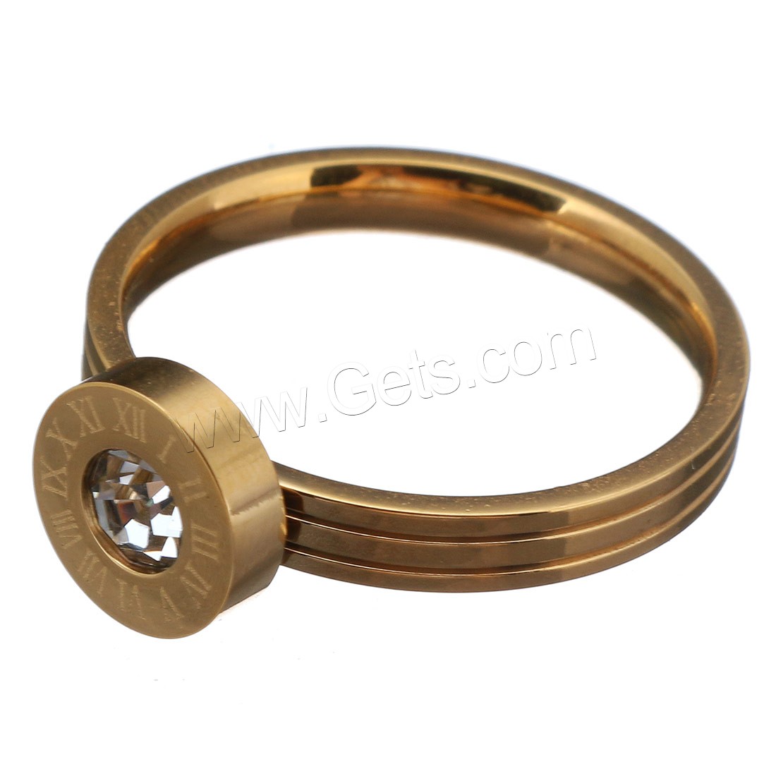 acero inoxidable anillo, con Cristal, chapado en color dorado, diverso tamaño para la opción & para mujer & facetas, 8mm, Vendido por UD