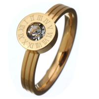 acero inoxidable anillo, con Cristal, chapado en color dorado, diverso tamaño para la opción & para mujer & facetas, 8mm, Vendido por UD