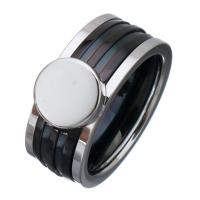 Enamel Stainless Steel Finger Ring, plated & for woman, 9mm 