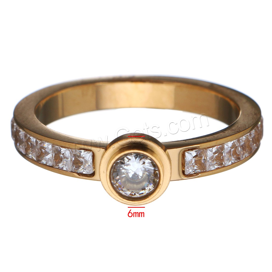 acero inoxidable anillo, con Cristal, chapado, diverso tamaño para la opción & para mujer & facetas, más colores para la opción, 6mm, Vendido por UD