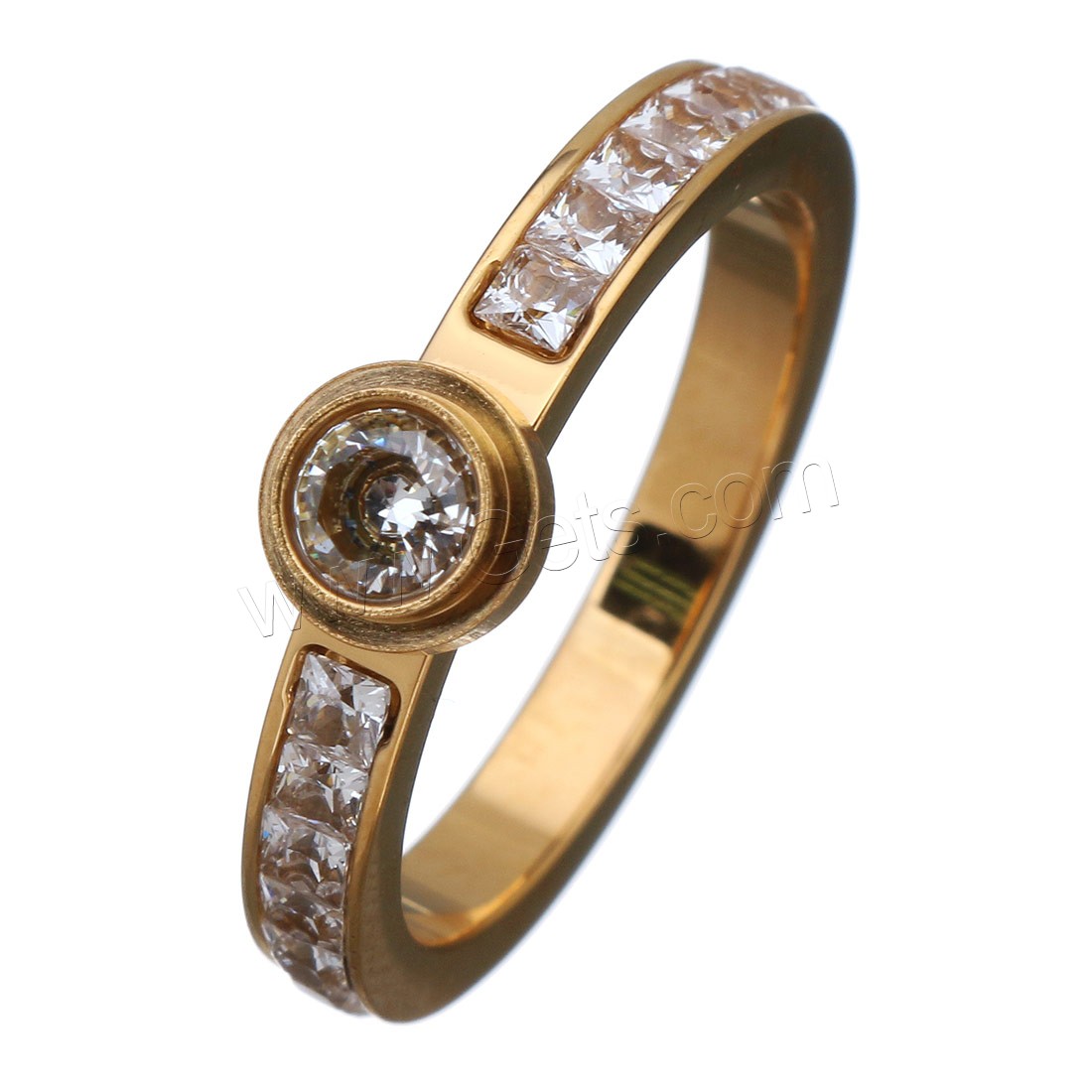 acero inoxidable anillo, con Cristal, chapado, diverso tamaño para la opción & para mujer & facetas, más colores para la opción, 6mm, Vendido por UD