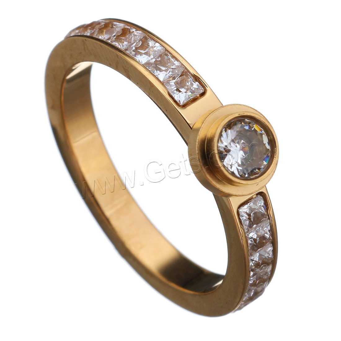 acero inoxidable anillo, con Cristal, chapado, diverso tamaño para la opción & para mujer & facetas, más colores para la opción, 6mm, Vendido por UD