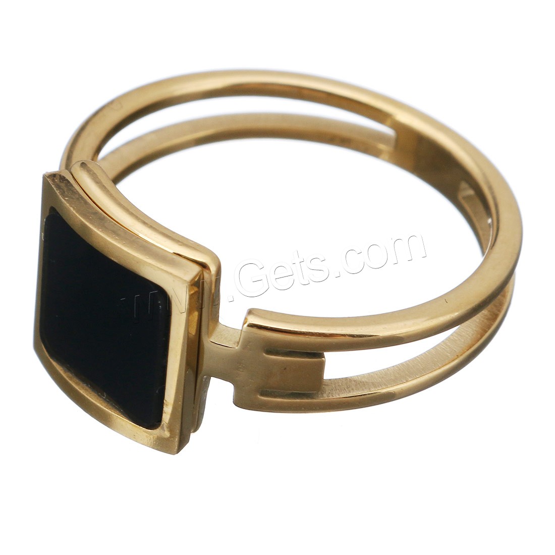 acero inoxidable anillo, con resina, Cuadrado, chapado, diverso tamaño para la opción & para mujer, más colores para la opción, 10mm, Vendido por UD