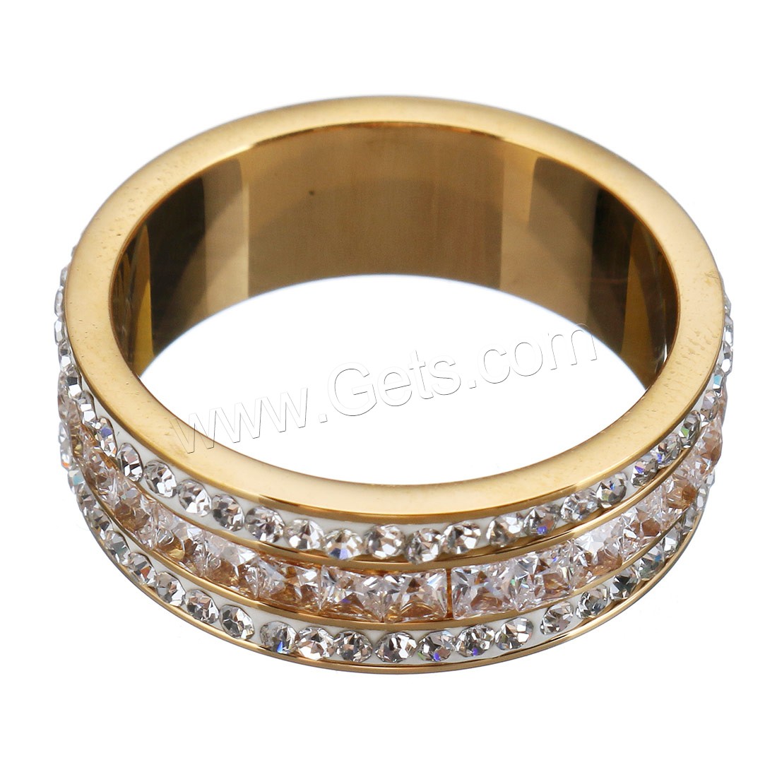 acero inoxidable anillo, con Arcilla analiar de diamantes de imitación AB & Cristal, chapado, diverso tamaño para la opción & para mujer & facetas, más colores para la opción, 7mm, Vendido por UD