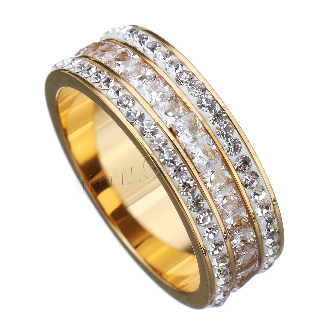 acero inoxidable anillo, con Arcilla analiar de diamantes de imitación AB & Cristal, chapado, diverso tamaño para la opción & para mujer & facetas, más colores para la opción, 7mm, Vendido por UD