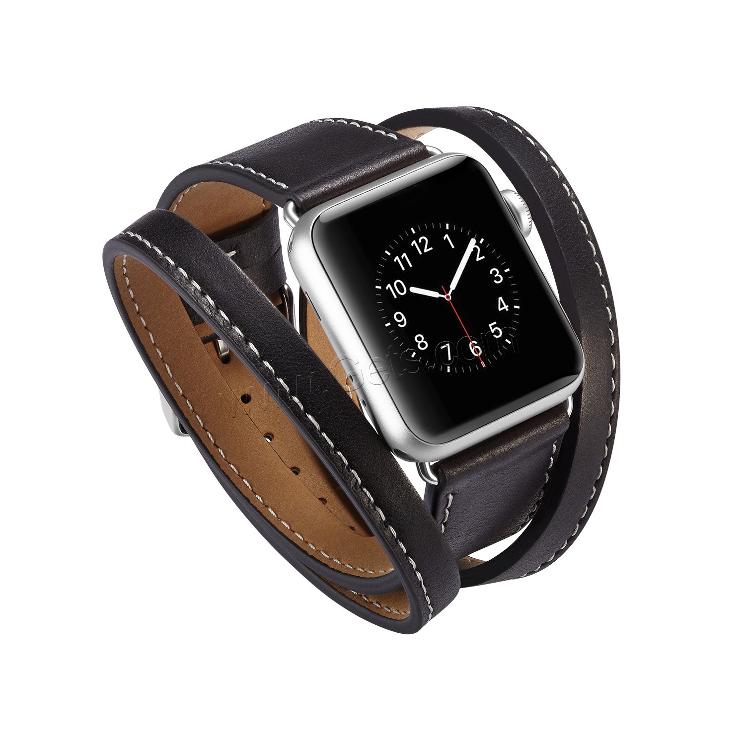 Leather Watch Band, stainless steel watch band clasp, for Apple Watch & different size for choice, more colors for choice, Length:Approx 7.5 Inch, Sold By PC