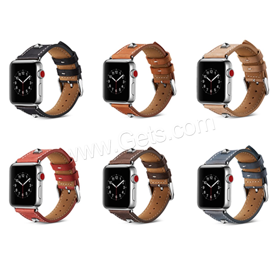 Leather Watch Band, stainless steel watch band clasp, for Apple Watch & different size for choice, more colors for choice, Length:Approx 7.5 Inch, Sold By PC