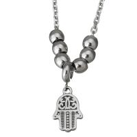 Stainless Steel Sweater Chain Necklace, Hamsa, curb chain & for woman & blacken  3mm Approx 23 Inch 