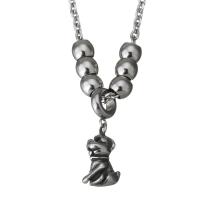 Stainless Steel Sweater Chain Necklace, Dog, curb chain & for woman & blacken  3mm Approx 23 Inch 