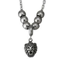 Stainless Steel Sweater Chain Necklace, Lion, curb chain & for woman & blacken  3mm Approx 23 Inch 