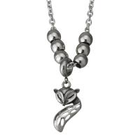 Stainless Steel Sweater Chain Necklace, Fox, curb chain & for woman & blacken  3mm Approx 23 Inch 