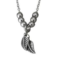 Stainless Steel Sweater Chain Necklace, Leaf, curb chain & for woman & blacken  3mm Approx 23 Inch 