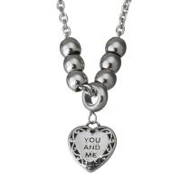 Stainless Steel Sweater Chain Necklace, Heart, curb chain & with letter pattern & for woman & blacken  3mm Approx 23 Inch 