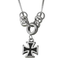 Stainless Steel Jewelry Necklace, Cross, box chain & for woman & blacken  1mm Approx 17 Inch 