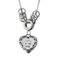 Stainless Steel Jewelry Necklace, Heart, box chain & with letter pattern & for woman & blacken  1mm Approx 17 Inch 