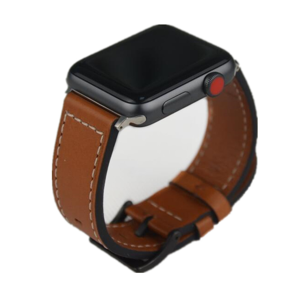 Кожа ремешок для часов, с нейлон, Устойчивого & для яблоко часы & разный размер для выбора, коричневый, длина:Приблизительно 8 дюймовый, продается PC