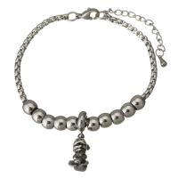 Stainless Steel Charm Bracelet, with 2Inch extender chain, Dog, adjustable & box chain & for woman & blacken  3mm Approx 7 Inch 