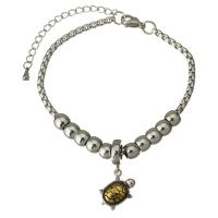 Stainless Steel Charm Bracelet, with 2Inch extender chain, Turtle, plated, adjustable & box chain & for woman & blacken  3mm Approx 7 Inch 