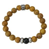 Tiger Eye Bracelet, with Black Agate & Stainless Steel, for woman & blacken, 10mm Approx 7 Inch 