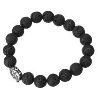 lave volcanique bracelet, avec acier inoxydable, bouddha, pour femme & noircir 10mm Environ 7 pouce, Vendu par brin
