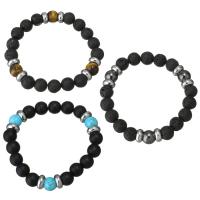 Lava Bracelet, with Gemstone & Stainless Steel & for woman, original color, 10mm Approx 7 Inch 
