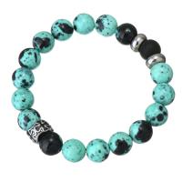 turquoise synthétique bracelet, avec acier inoxydable, unisexe & noircir 10mm Environ 7 pouce, Vendu par brin